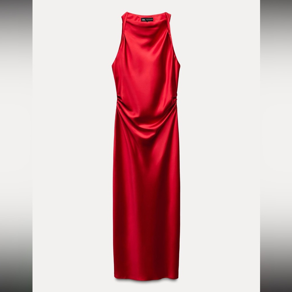 NWT Zara Satin Effect Midi Dress